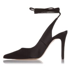 Sante satin pumps,laces on the side.Heels 10cm..insole of the shoe leather.Color black