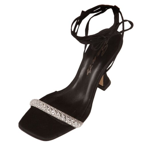 SKU SKU-21-553-01 Sante satin sandals with strass High heels 10cm leather Color black