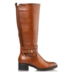 Flat camel boots with zipper