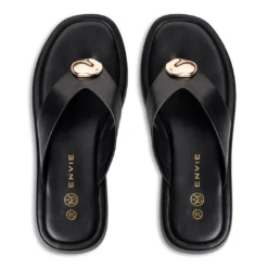 Alternative view of FLATFORM BLACK THONG SANDALS