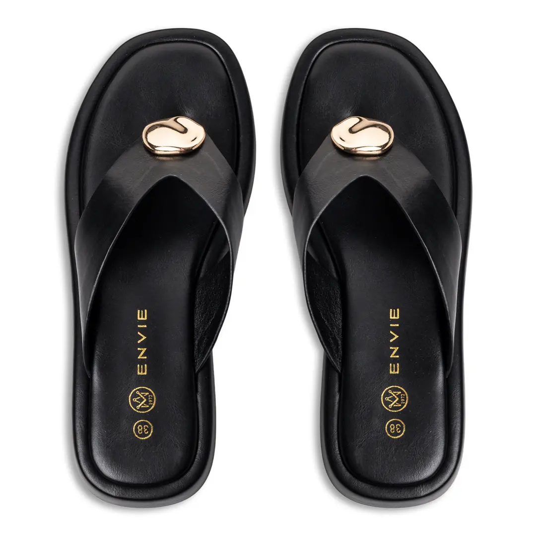 FLATFORM BLACK THONG SANDALS - Image 2