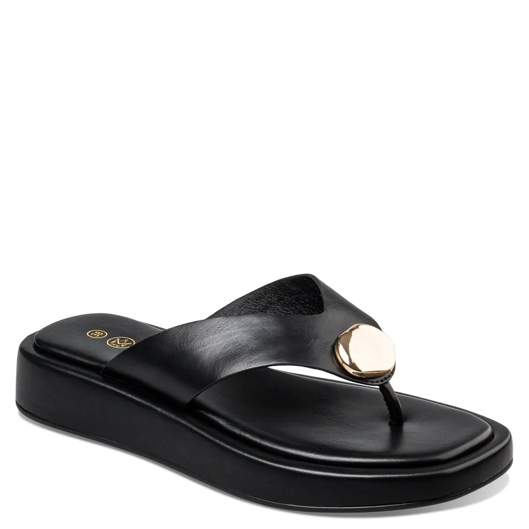 FLATFORM BLACK THONG SANDALS - Image 4